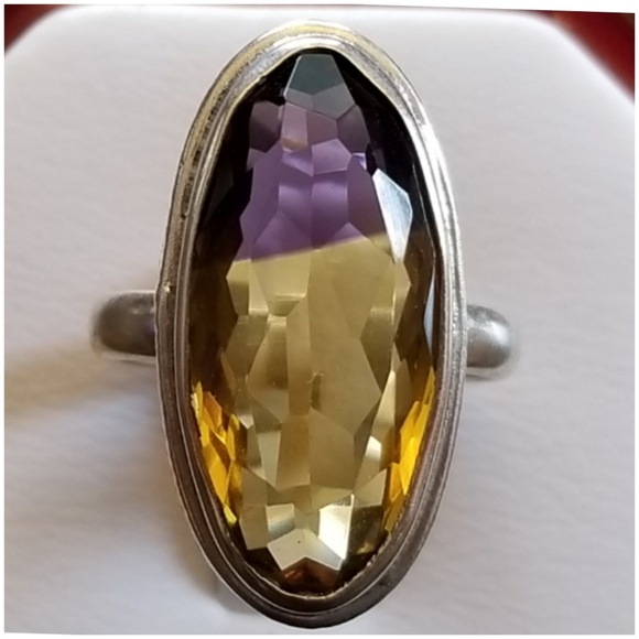 Genuine 10ct Double Color Ametrine Ring Size 6.15